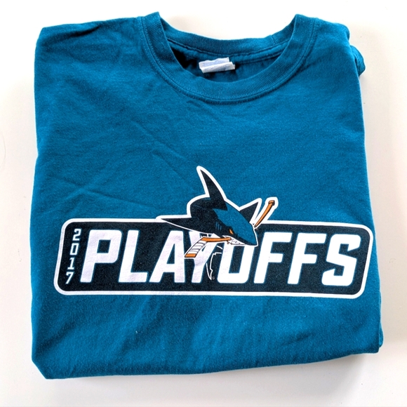 San Jose Sharks 2017 Playoffs NHL hockey Teal T-shirt medium - Picture 1 of 6